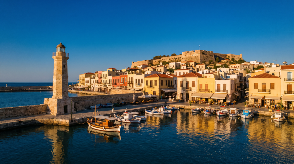 Το ενετικό λιμάνι του Ρεθύμνου στην Κρήτη με τον φάρο, JK Tours